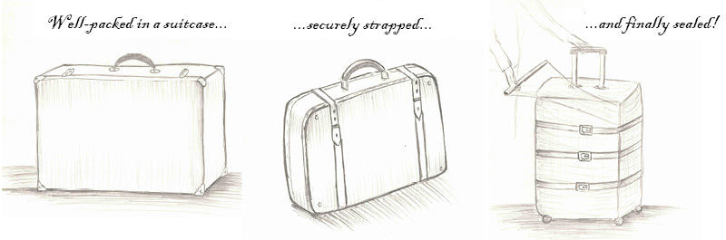 Three suitcases symbolising how living spiritual knowledge gradually becomes personal possession.