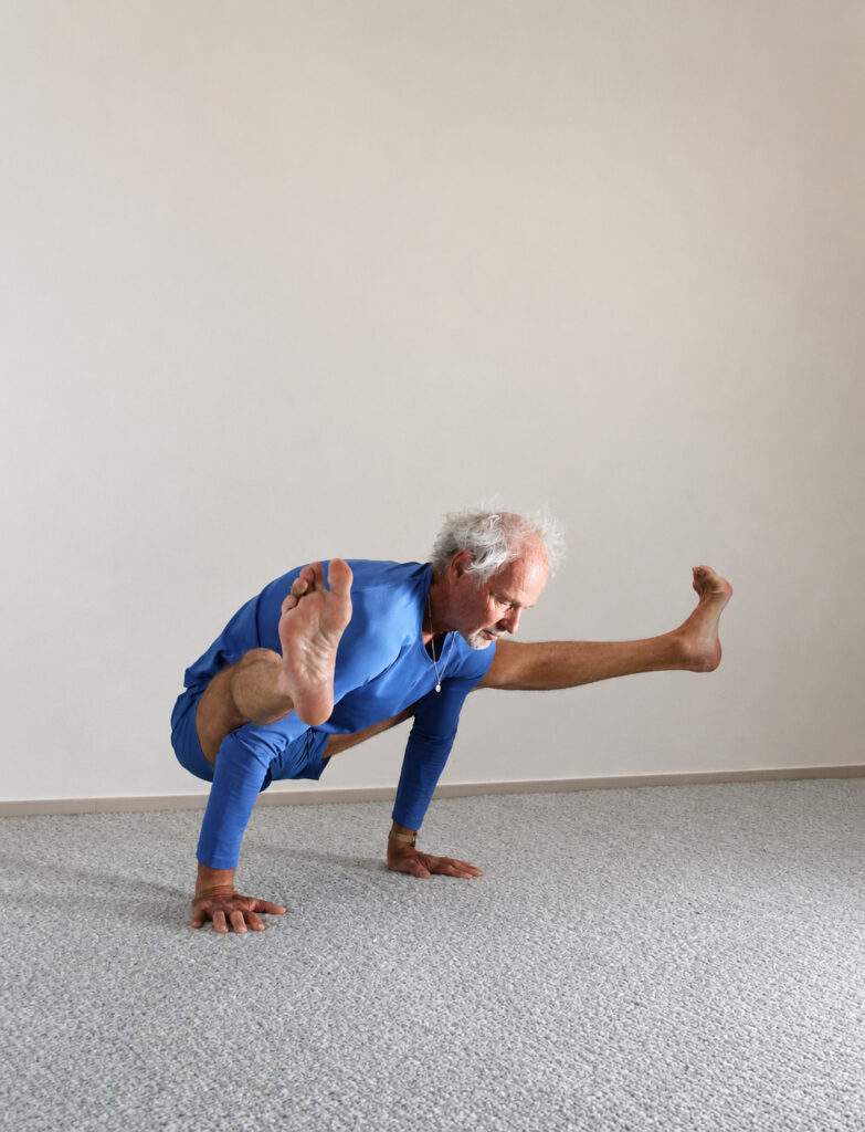 Die Yoga-Asana Tittibhāsana fördert Bewusstheit, Gleichgewicht und eine aktive Beziehung zum Svādhiṣṭhāna-Chakra.