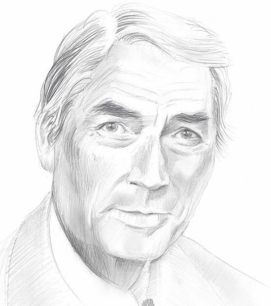 Bleistiftzeichnung von Gregory Peck im Porträt